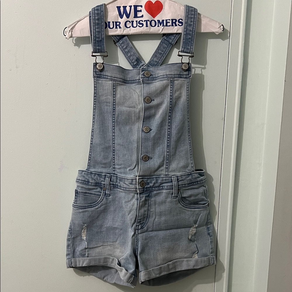 Celebrity Pink Light Blue Denim Overall Short